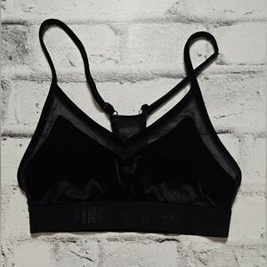 Pink Sport Victoria's Secret Black Velvet and Sheer Trim Push Up Bra
